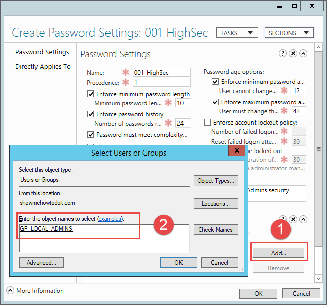 Fine Grained Password Policy In Windows 2012 R2