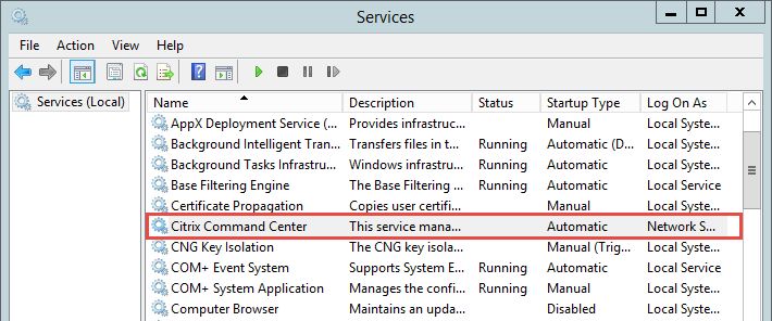 Stop Citrix Command Center Service